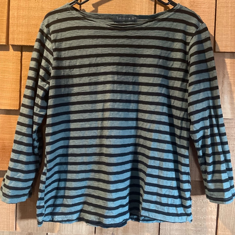 Cut Loose Black and Gray Striped Top